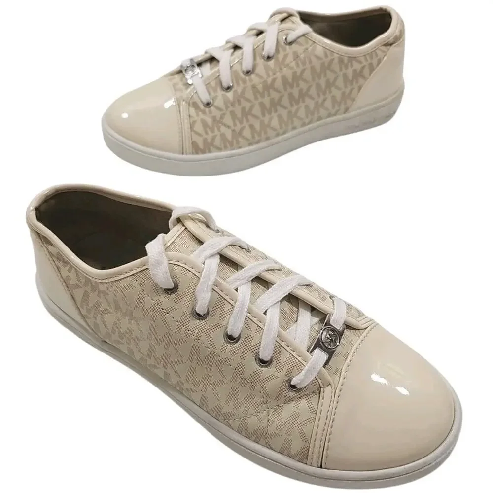 Michael Kors ~ Girls US Size 5Y ~Ivy Dee Vanilla Color Sneakers Shoes Logo.